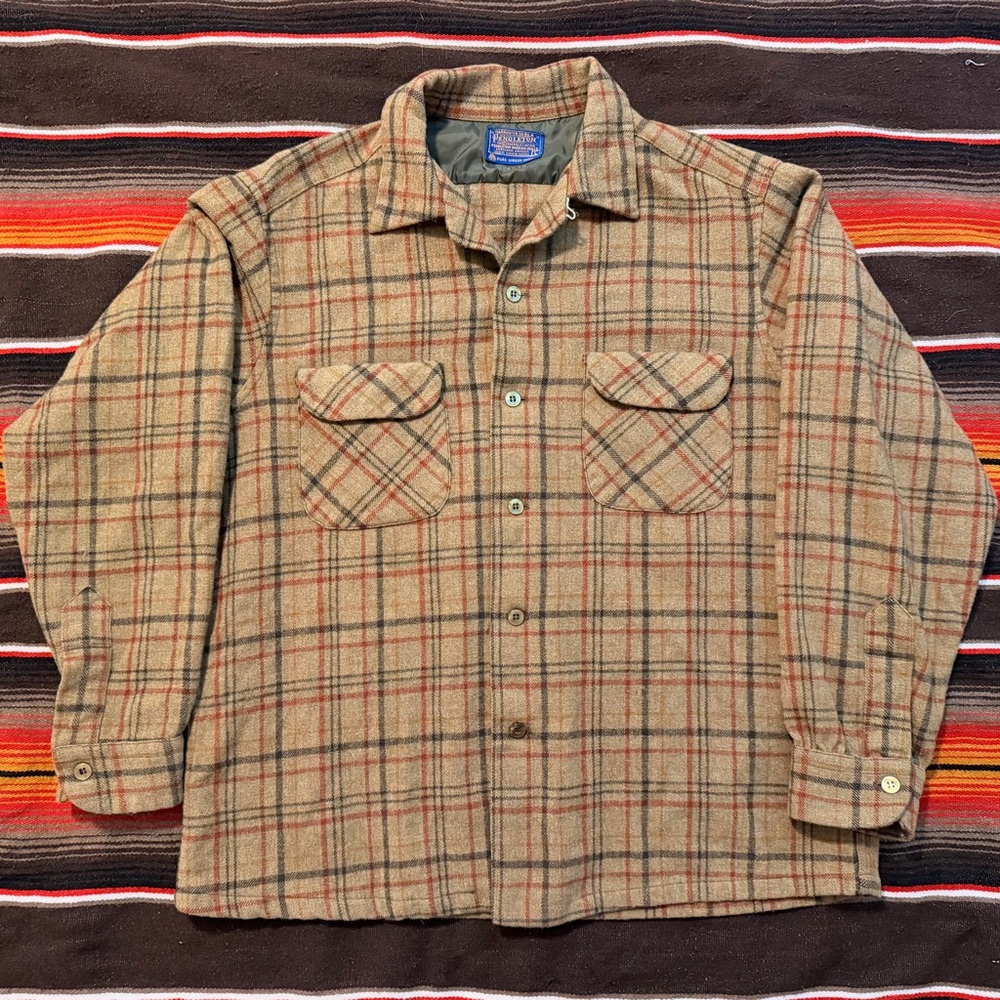 Pendleton Men's Plaid Shirt Jacket - Tan and Red
